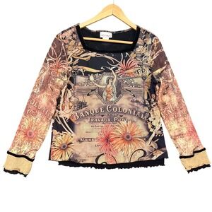 Graff Wear Banque Coloniale Graphic Art Shirt‎ Long Sleeve USA Made Small